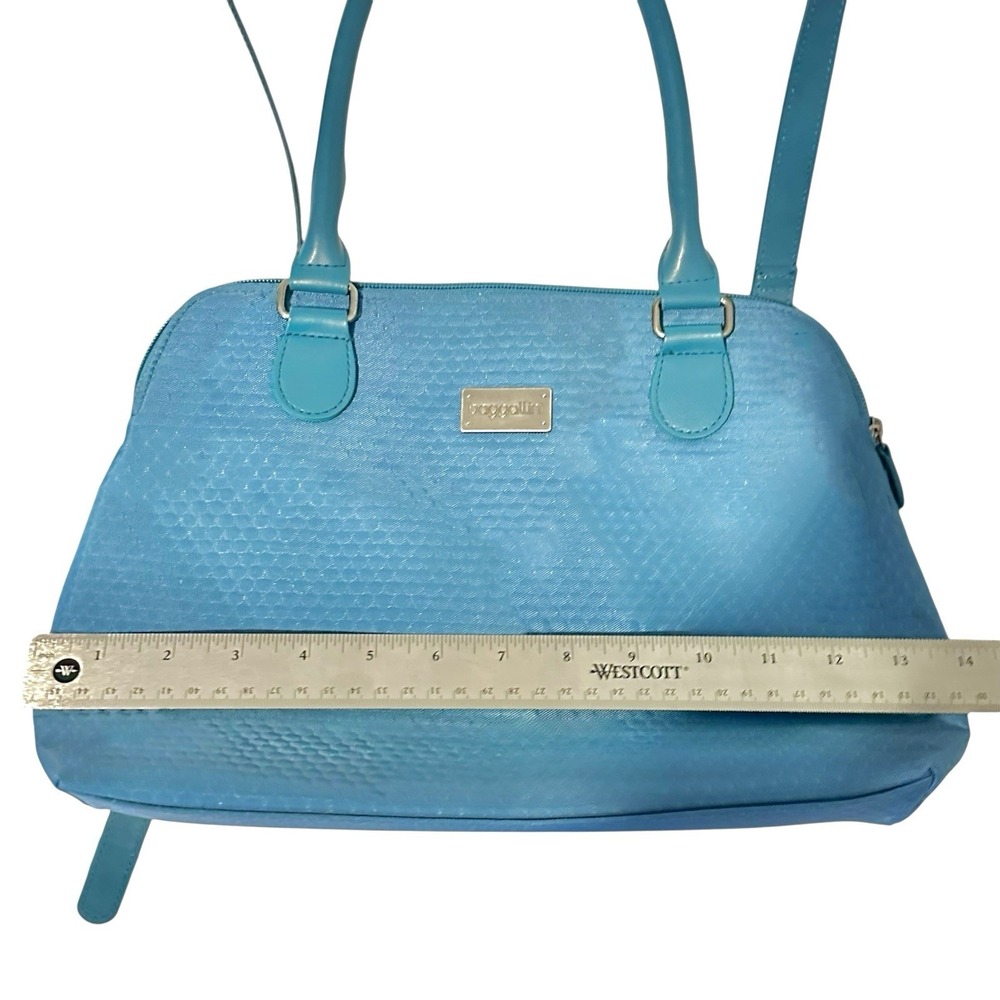 BAGGALLINI Natalie Satchel Teal Embossed Convertible Crossbody Organizer Handbag - Picture 9 of 13